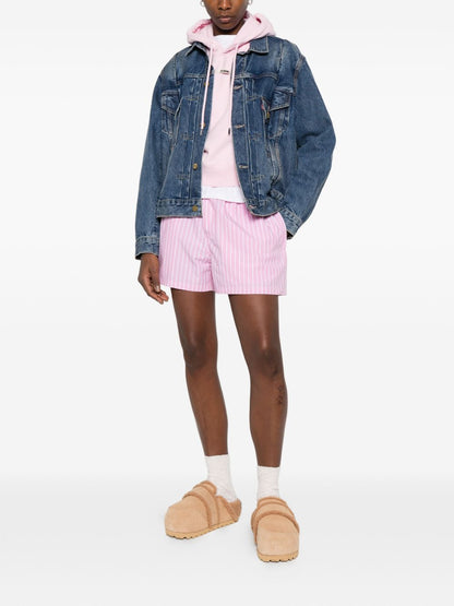 Balenciaga Striped Cotton Shorts Pink