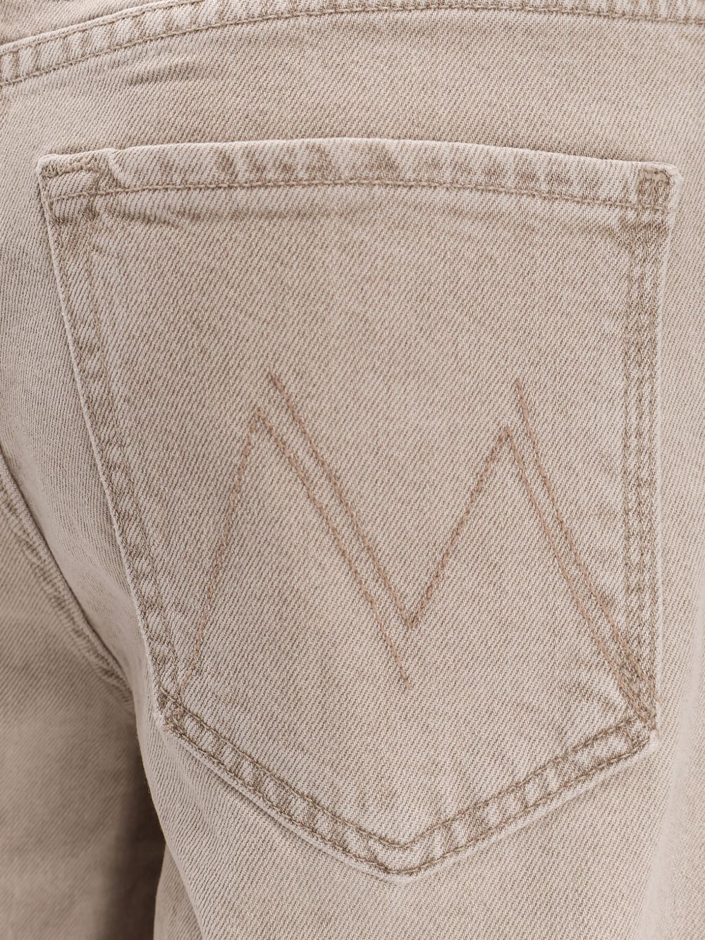 Mother Wide-Leg Denim Jeans Beige