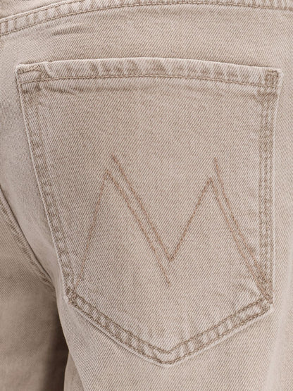 Mother Wide-Leg Denim Jeans Beige