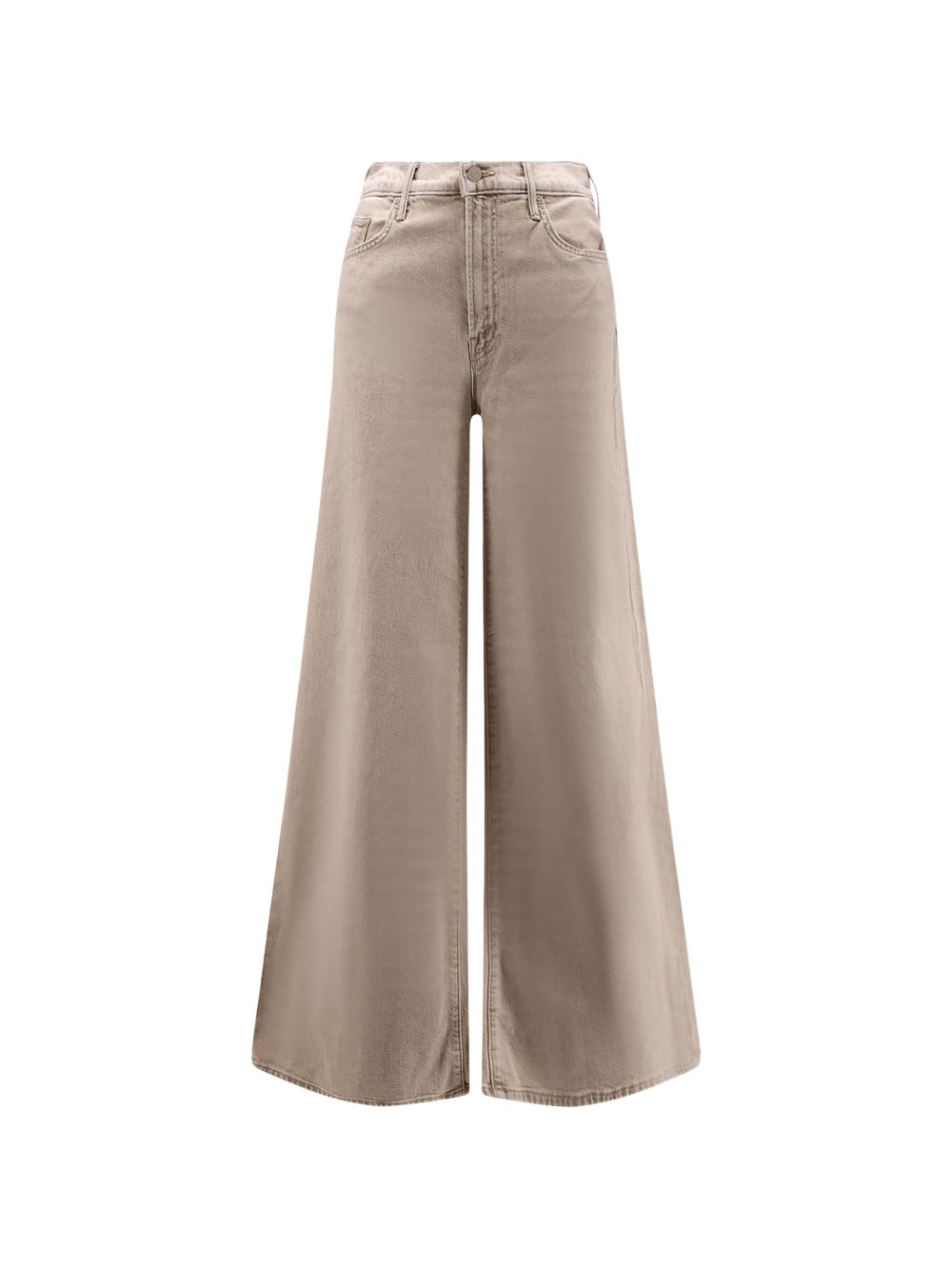 Mother Wide-Leg Denim Jeans Beige
