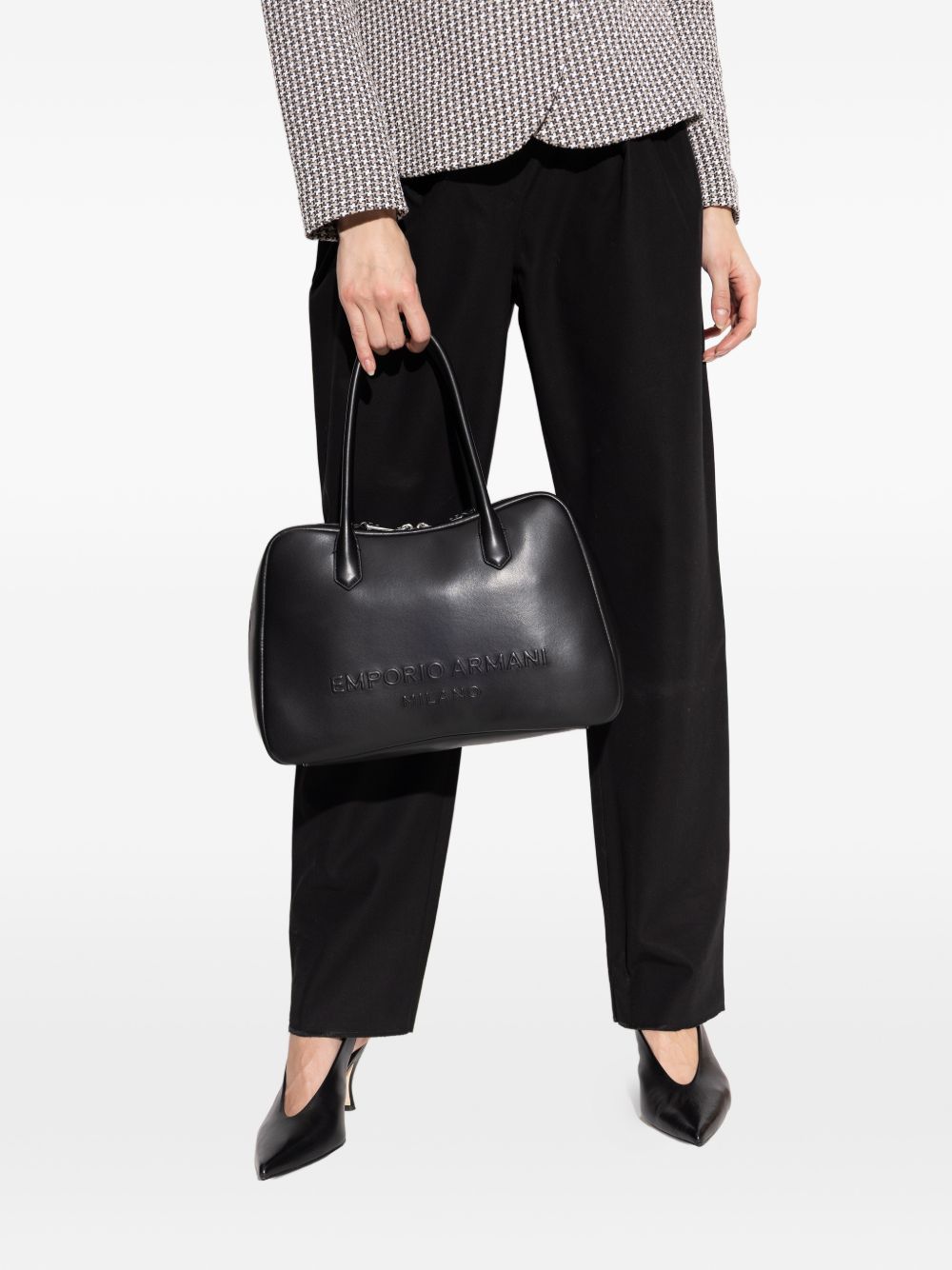 Emporio Armani Top Handle Leather Bag Black