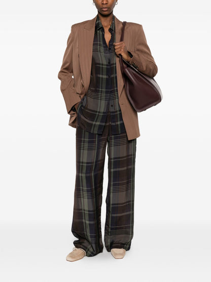 Stella McCartney Double-Breasted Viscose Blazer Leather Brown
