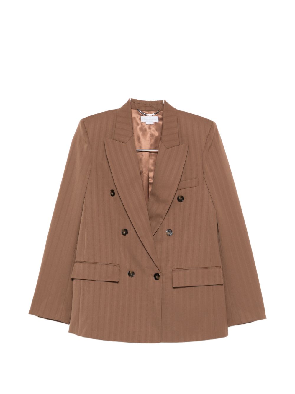 Stella McCartney Double-Breasted Viscose Blazer Leather Brown