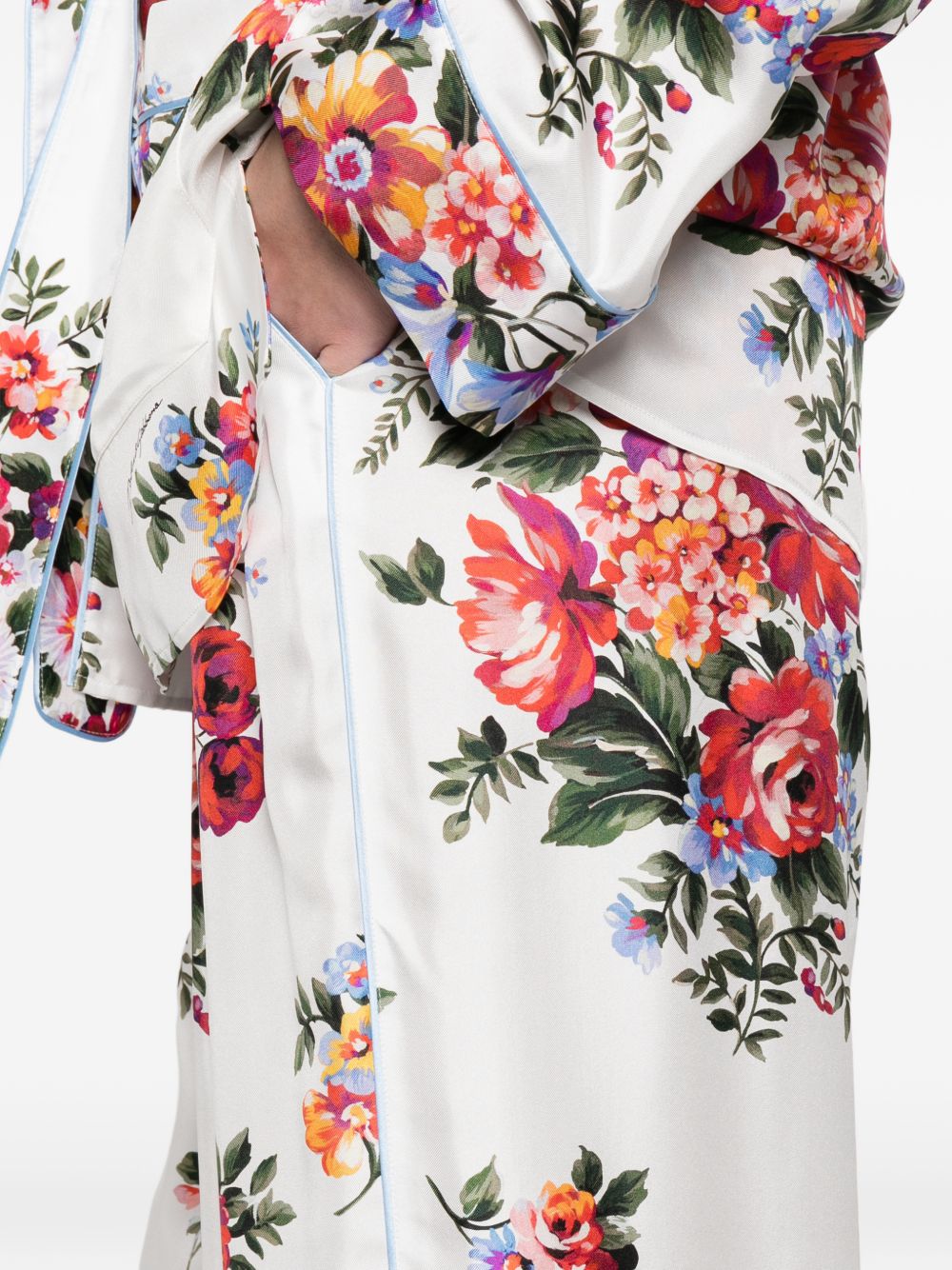 Dolce &amp; Gabbana Floral Silk Trousers White