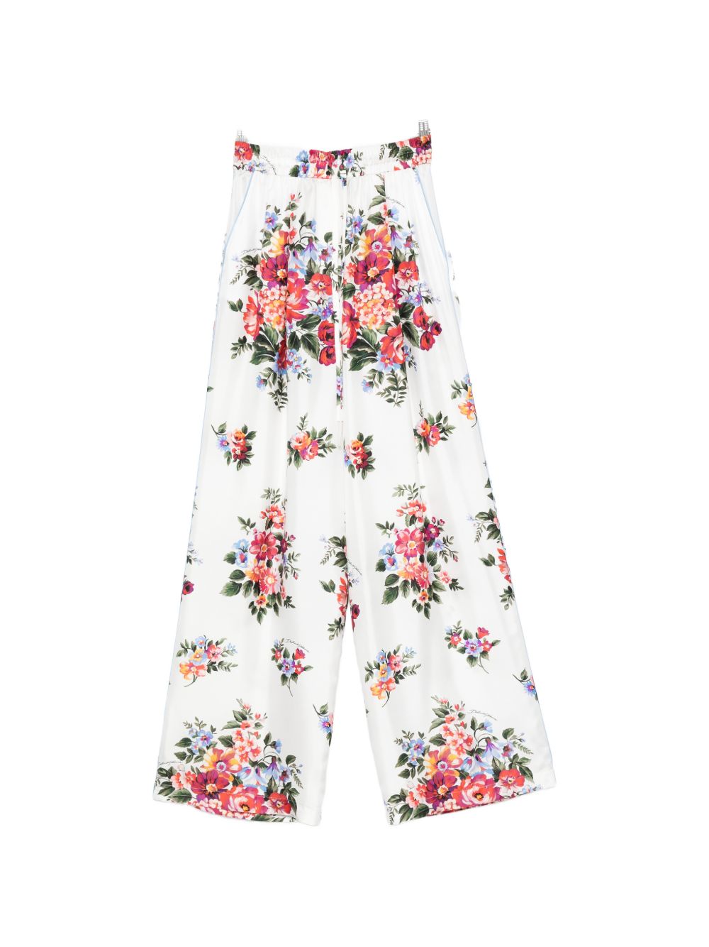 Dolce &amp; Gabbana Floral Silk Trousers White