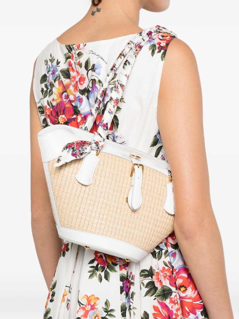 Dolce &amp; Gabbana Capri Straw Shopper Bag Beige