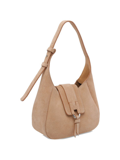 Hogan Mini Suede Hobo Bag Beige Beige