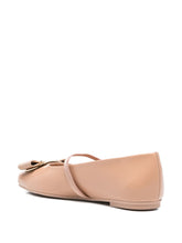 Ferragamo Vara Leather Ballet Flats Brown