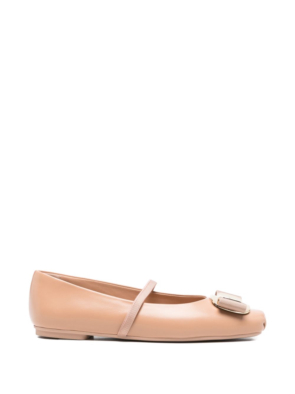 Ferragamo Vara Leather Ballet Flats Brown