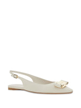 Ferragamo Pointed Slingback Lambskin Flats Beige Beige