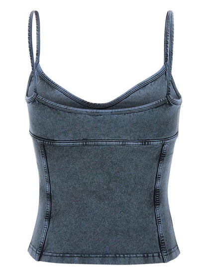 Diesel V-Neck Denim Tank Top Blue