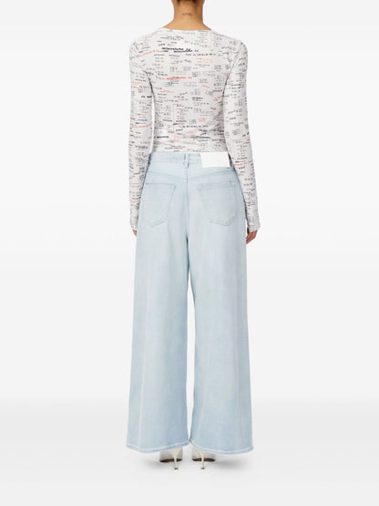 MM6 Maison Margiela Wide Leg Denim Jeans Clear Blue clear blue
