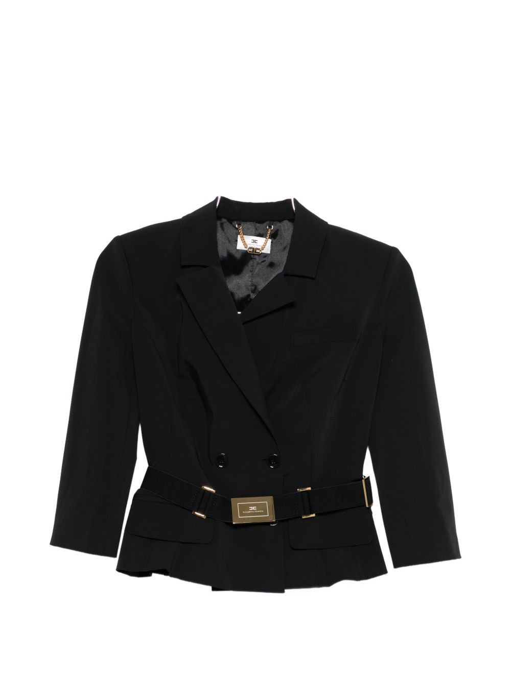 Elisabetta Franchi Double-Breasted Belted Jacket Black black