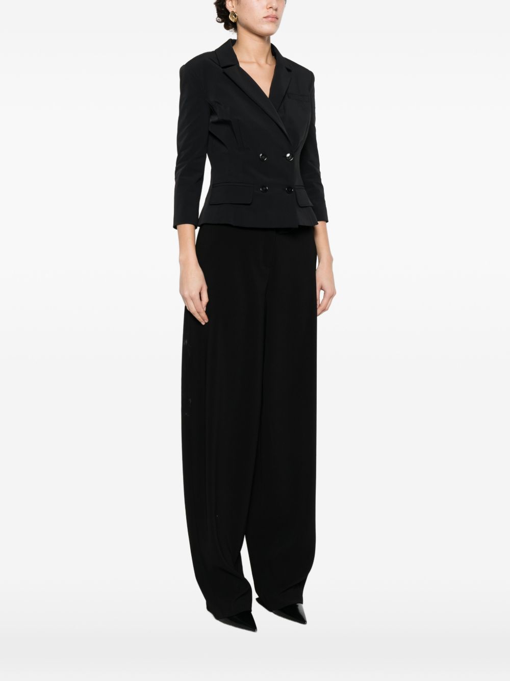 Elisabetta Franchi Double-Breasted Belted Jacket Black black