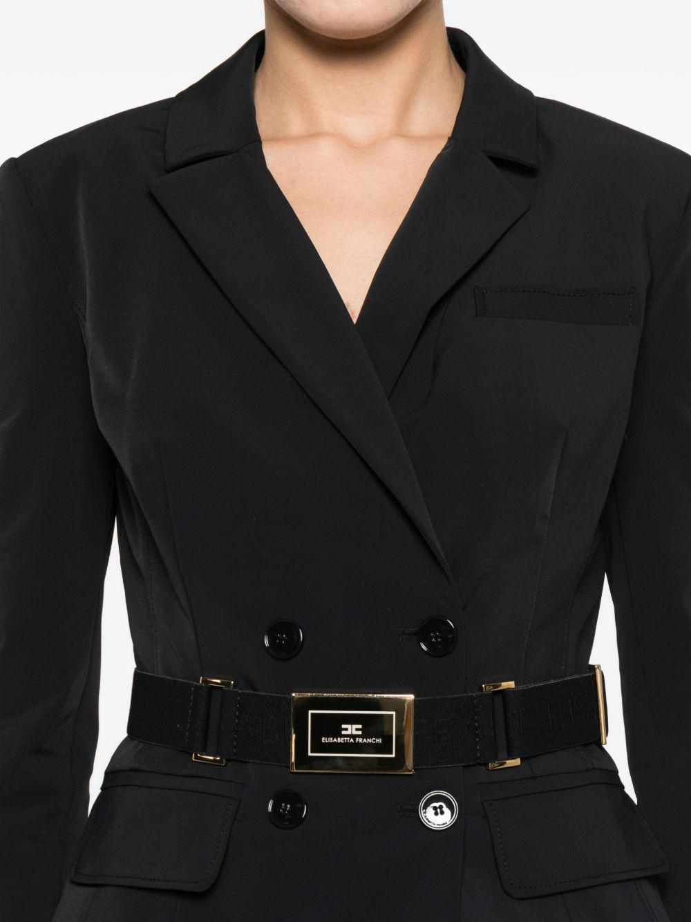 Elisabetta Franchi Double-Breasted Belted Jacket Black black
