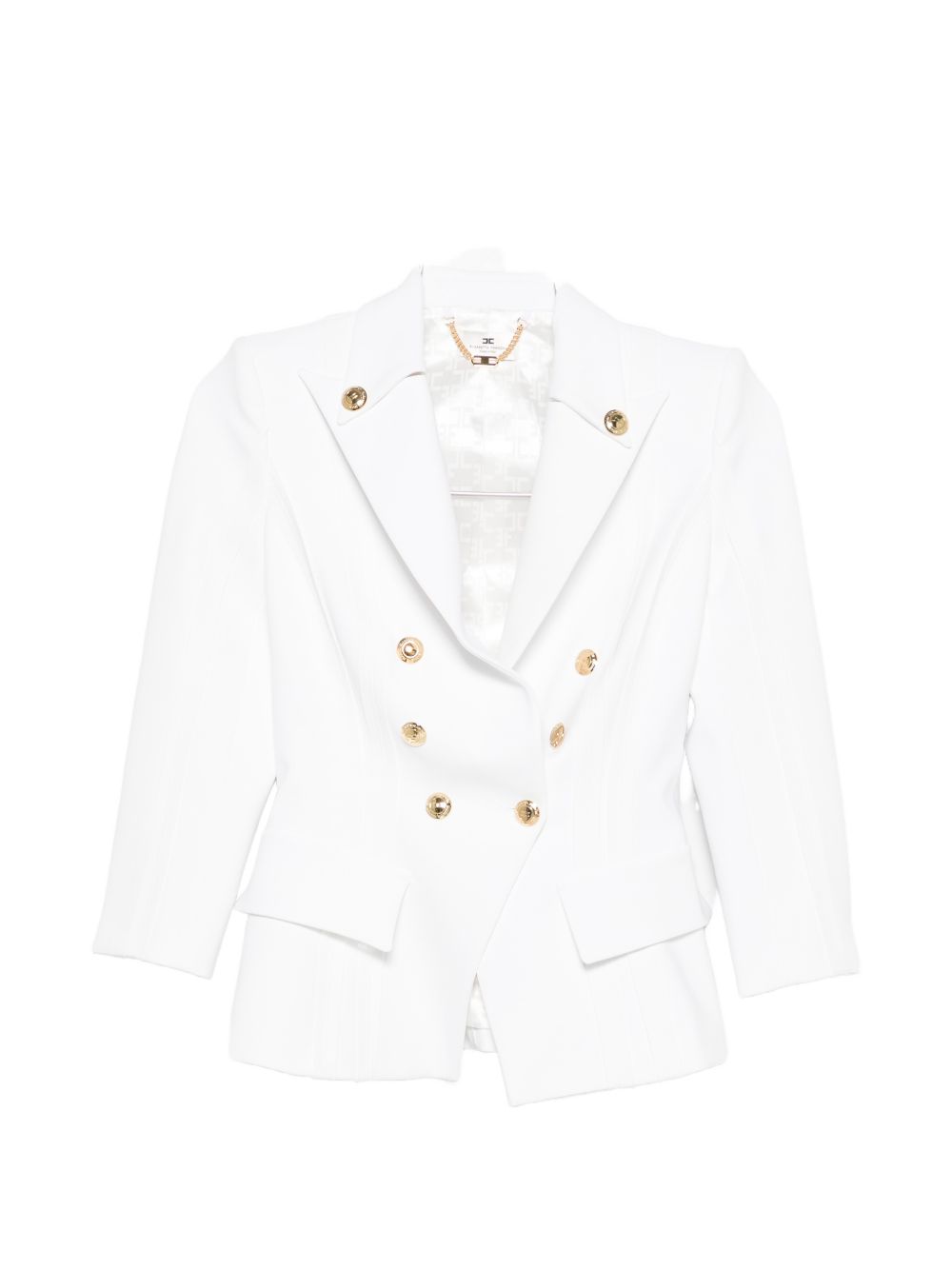 Elisabetta Franchi Double-Breasted Tailored Jacket Ivory