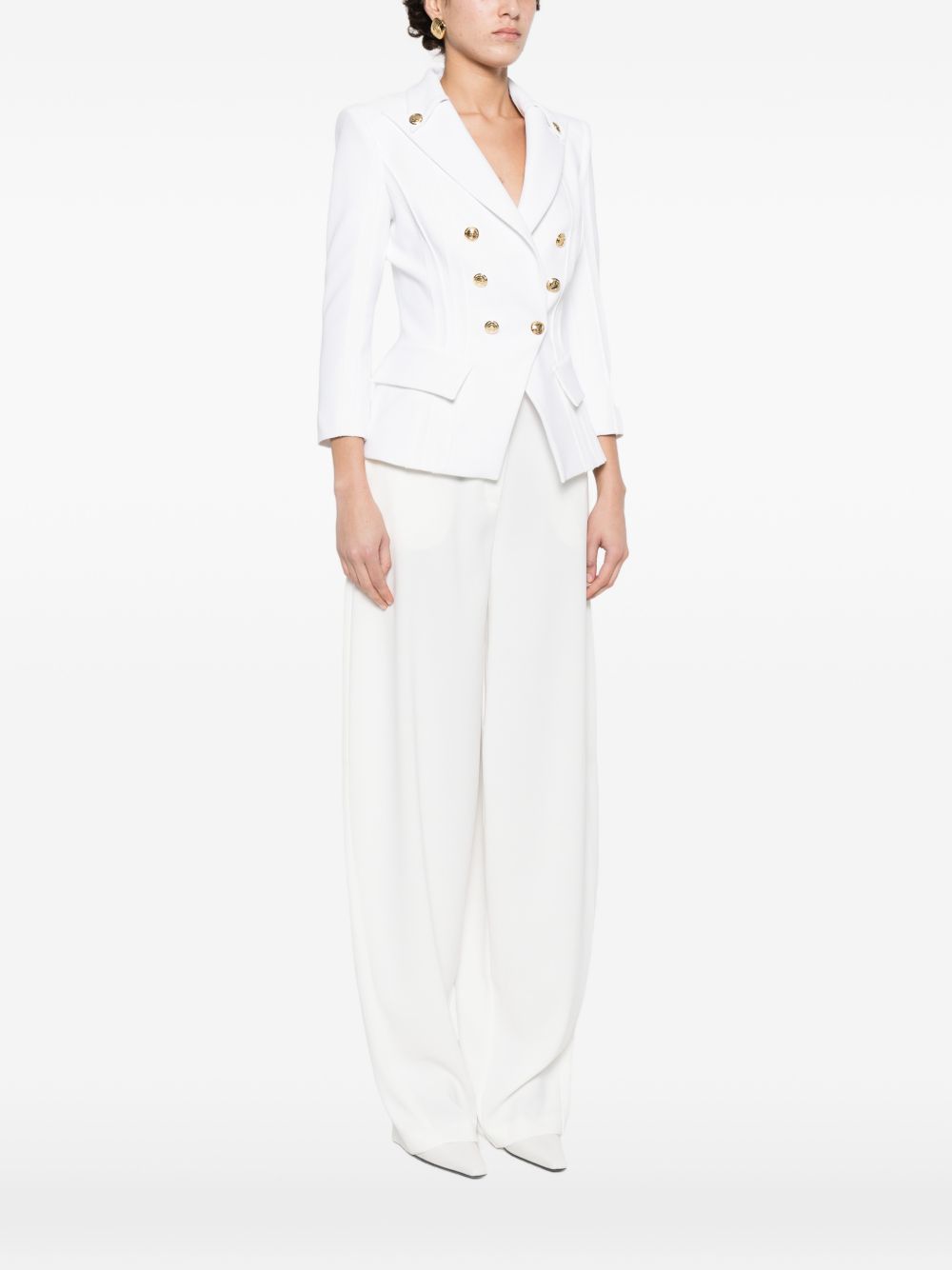Elisabetta Franchi Double-Breasted Tailored Jacket Ivory
