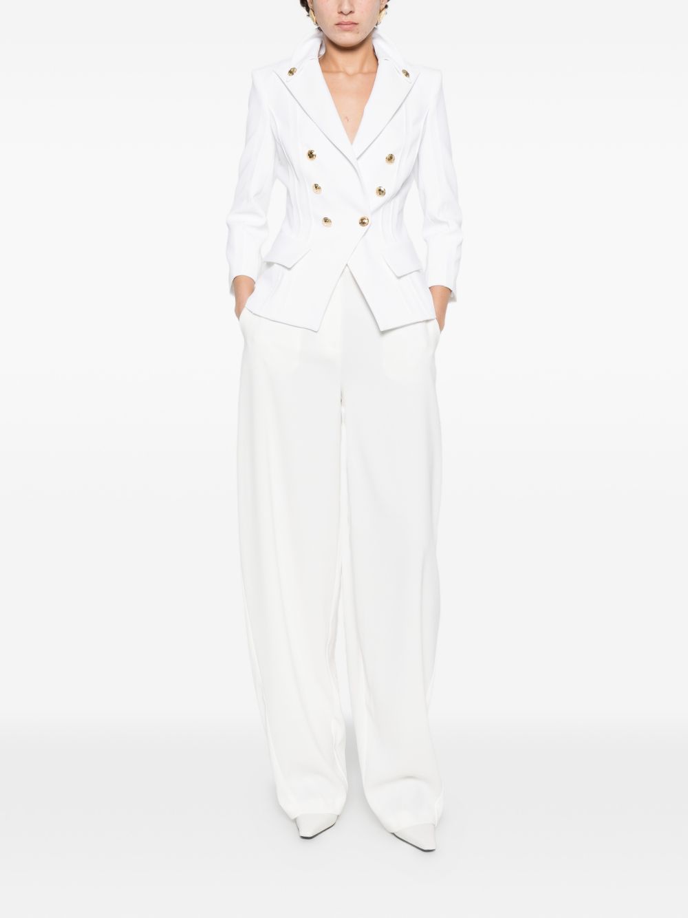 Elisabetta Franchi Double-Breasted Tailored Jacket Ivory