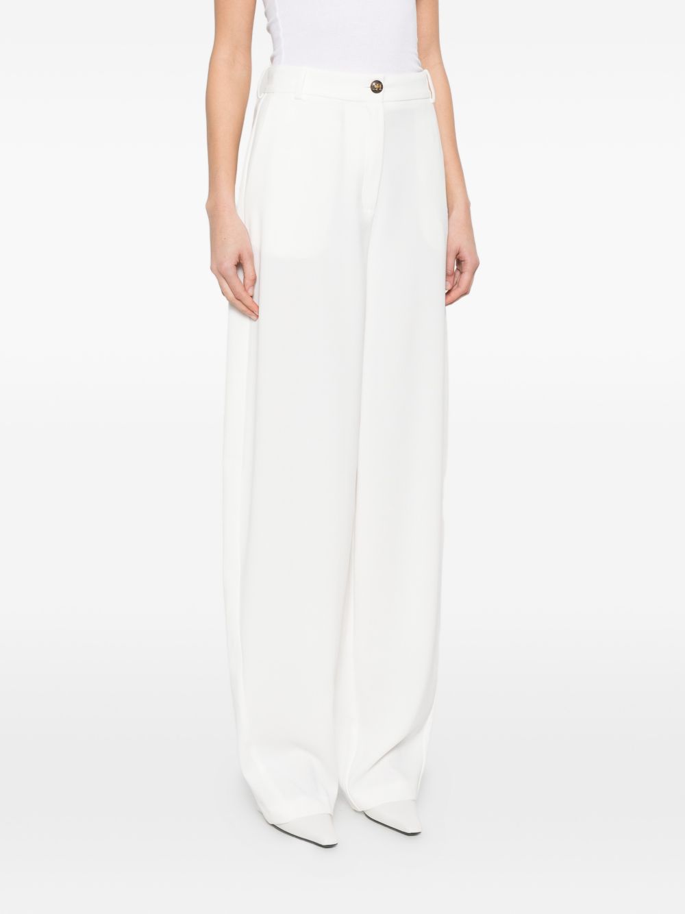 Elisabetta Franchi Wide-Leg Tailored Trousers Ivory