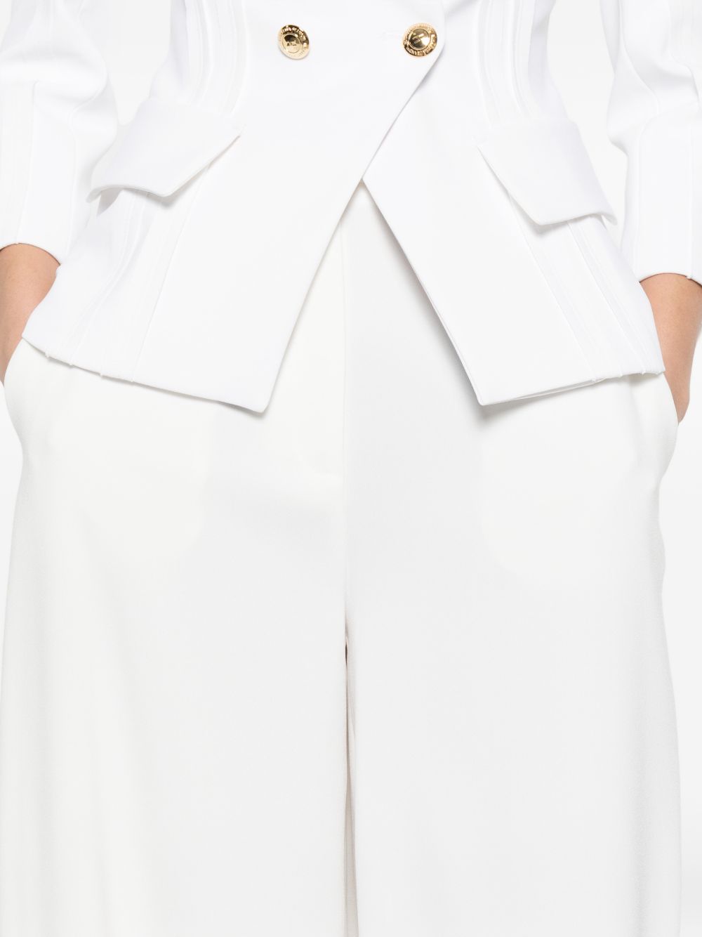 Elisabetta Franchi Wide-Leg Tailored Trousers Ivory