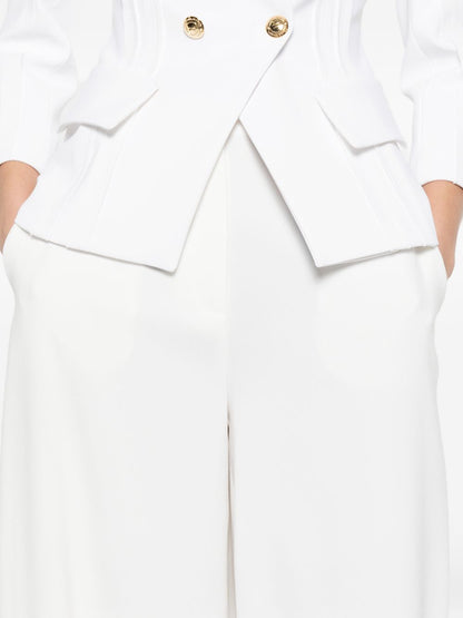 Elisabetta Franchi Wide-Leg Tailored Trousers Ivory
