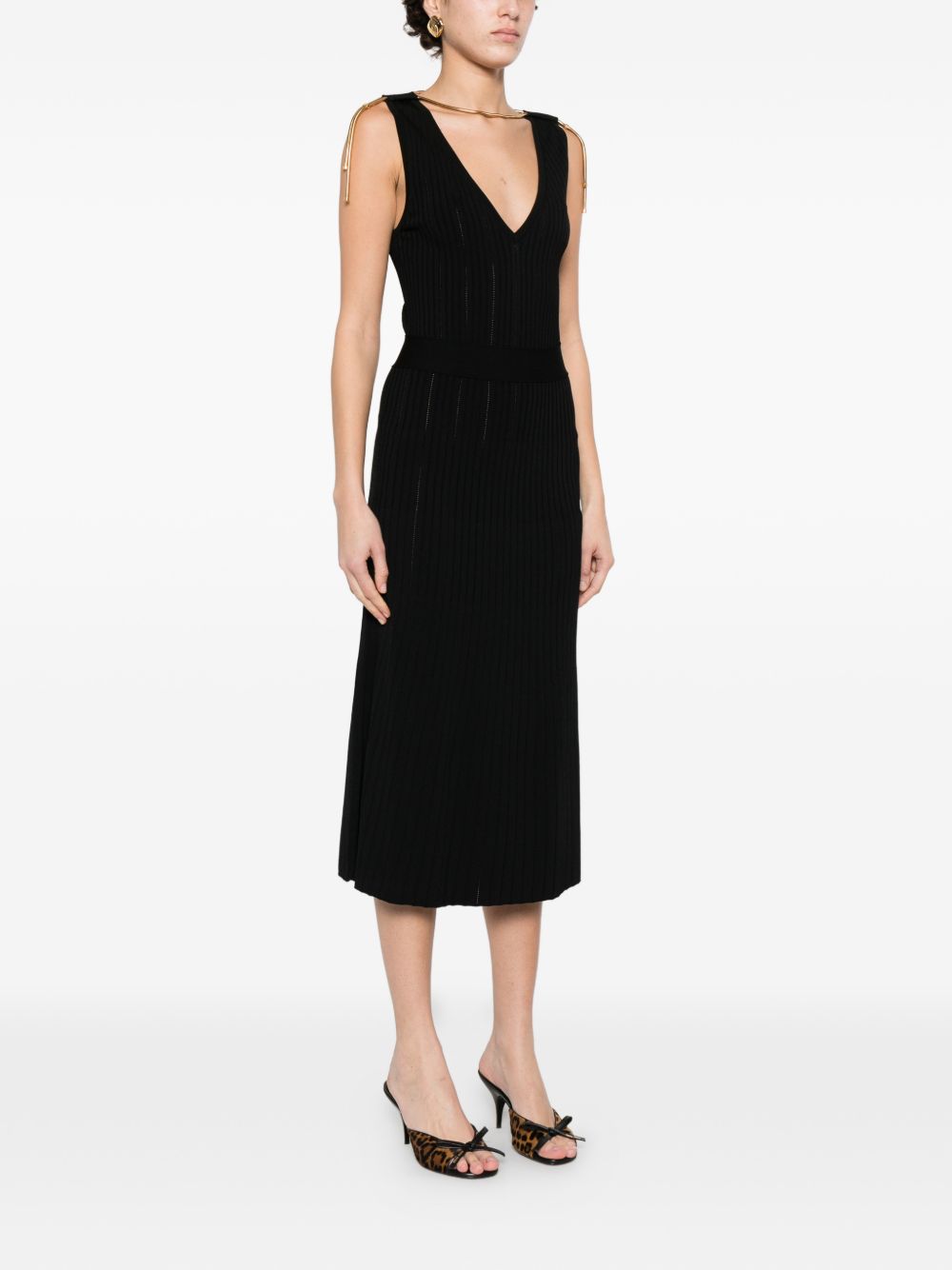 Elisabetta Franchi Knitted Midi Dress Black