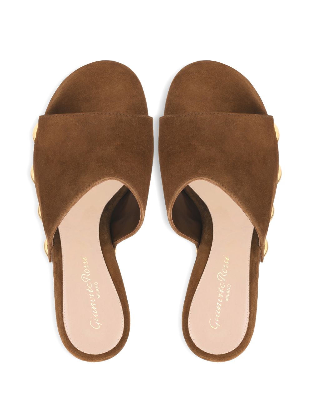 Gianvito Rossi Suede Platform Studded Sandals Brown