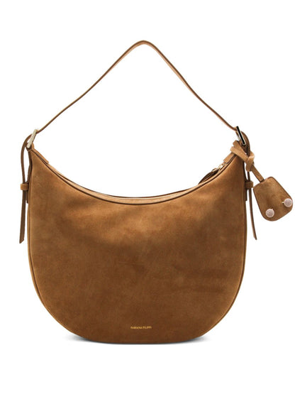 Fabiana Filippi Suede Hobo Bag With Buckle Leather Brown leather brown