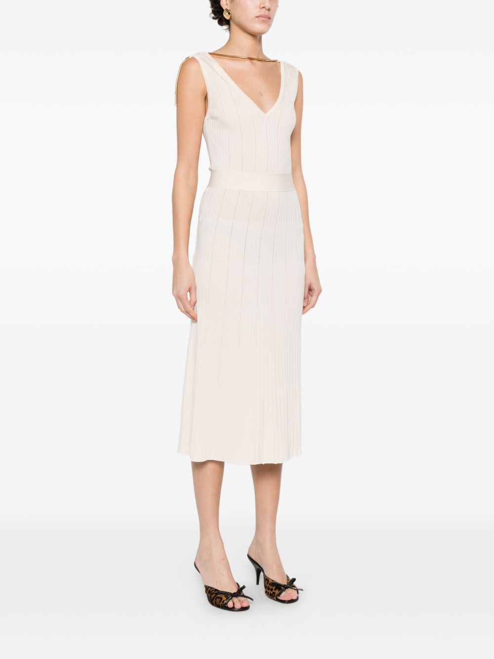 Elisabetta Franchi Knitted Midi Dress White