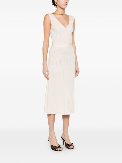 Elisabetta Franchi Knitted Midi Dress White