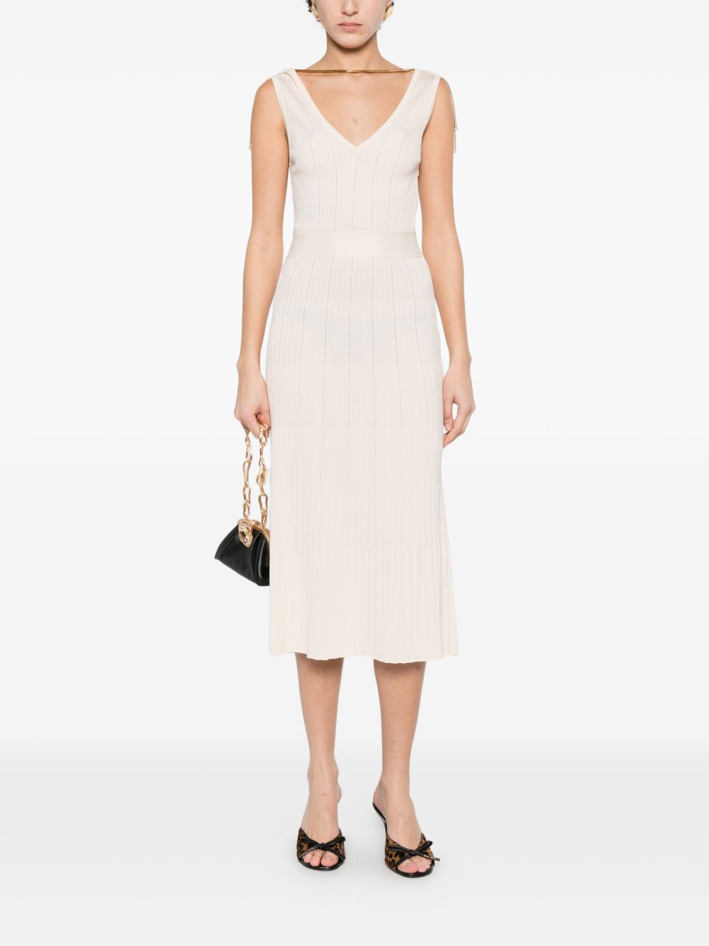 Elisabetta Franchi Knitted Midi Dress White