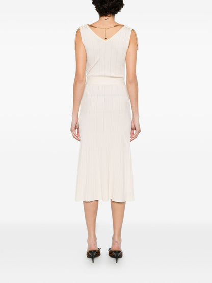 Elisabetta Franchi Knitted Midi Dress White