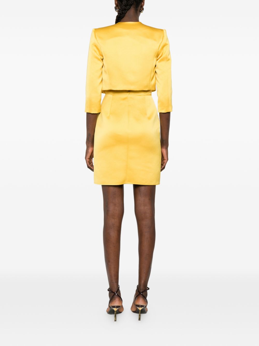 Elisabetta Franchi Midi Pleated Dress Yellow