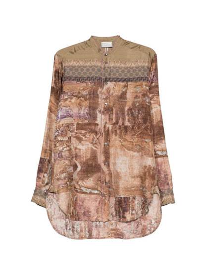 Pierre Louis Mascia Patterned Silk Button Shirt Green