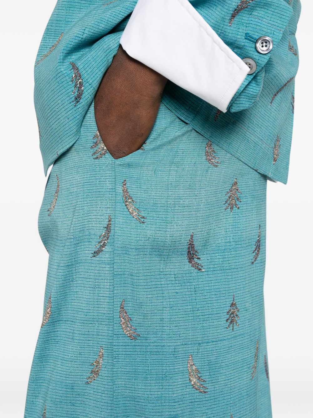 Pierre Louis Mascia Printed Silk Wide Trousers Clear Blue