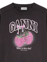 Ganni Graphic Print Cotton Sweater Black