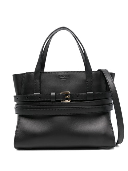 Moschino Tie Me Small Leather Bag Black Black