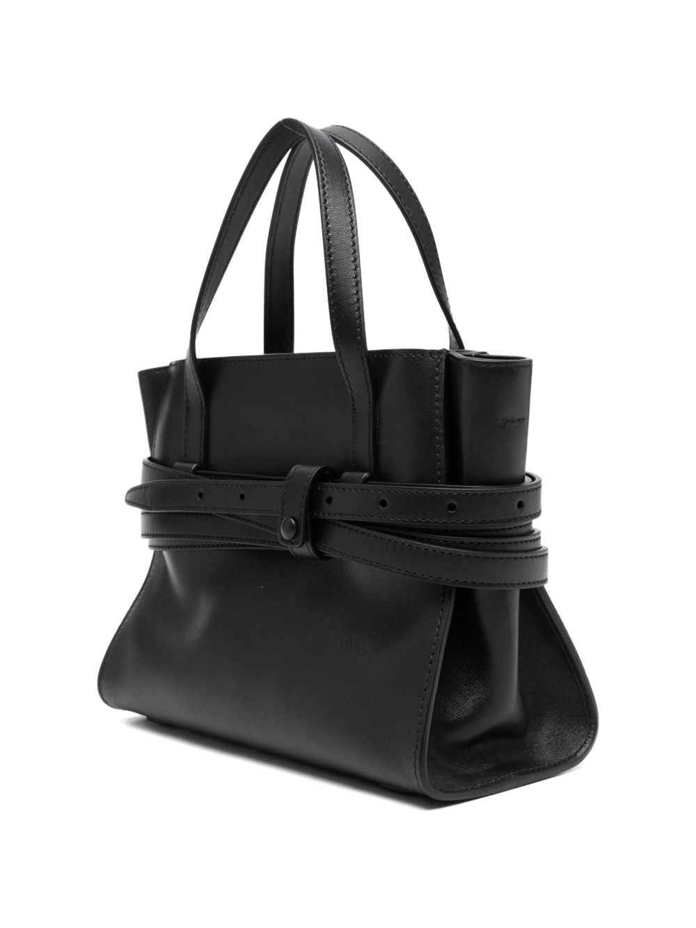 Moschino Tie Me Small Leather Bag Black Black