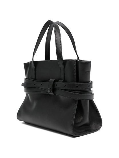 Moschino Tie Me Small Leather Bag Black Black