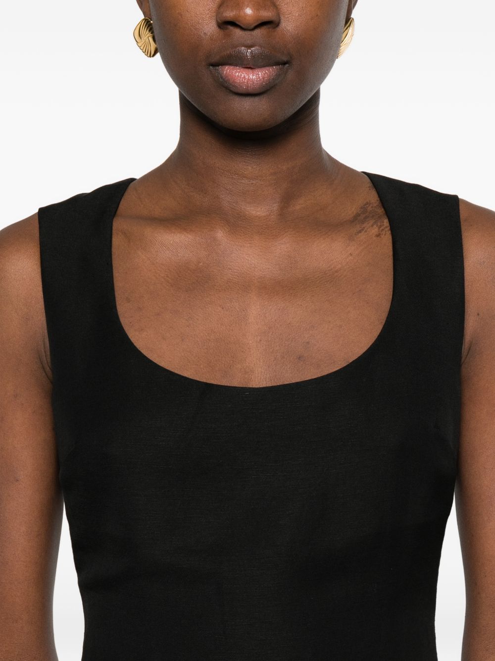 Jacquemus Tablier Long Linen Dress Black