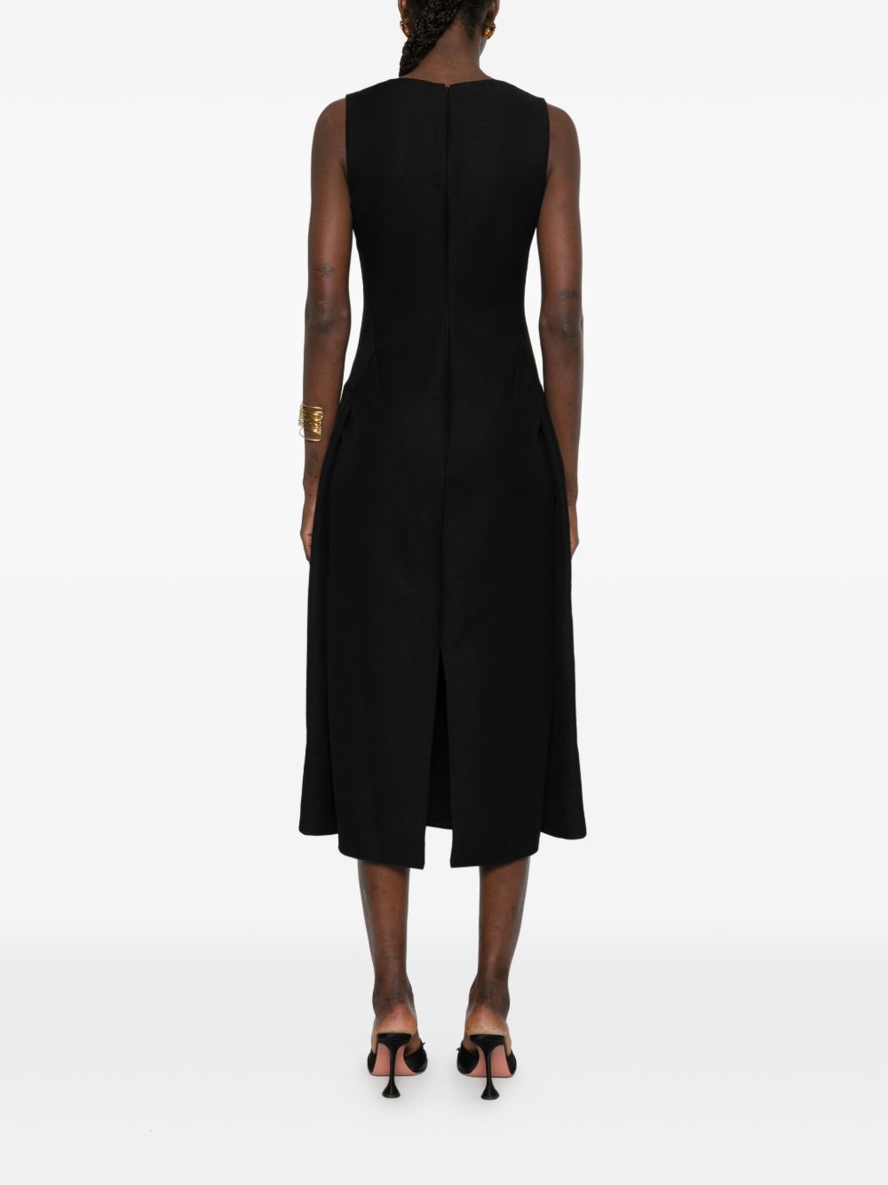 Jacquemus Tablier Long Linen Dress Black