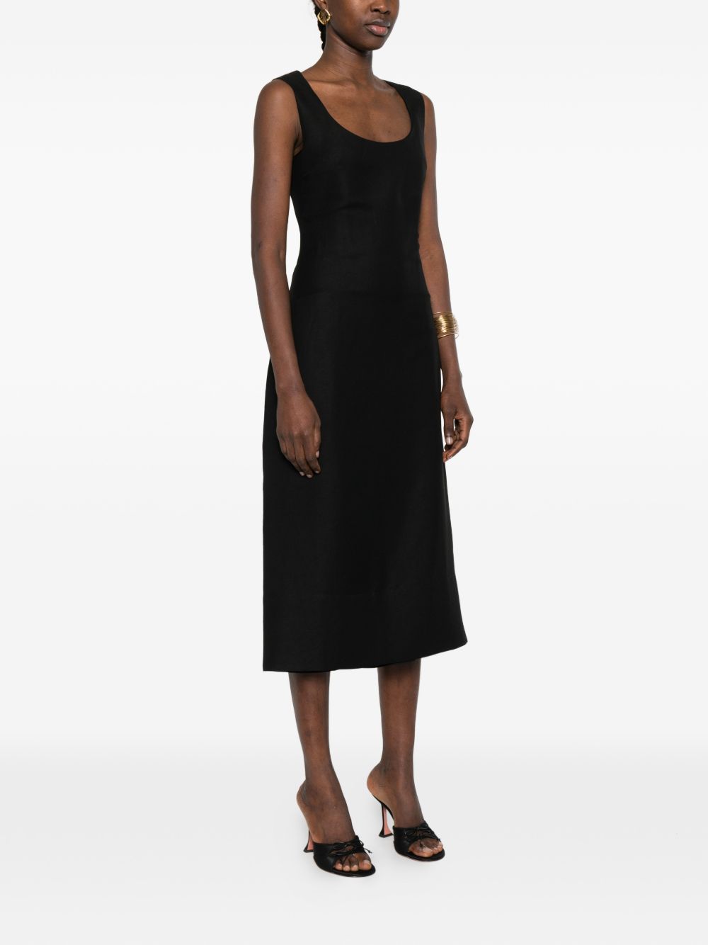 Jacquemus Tablier Long Linen Dress Black