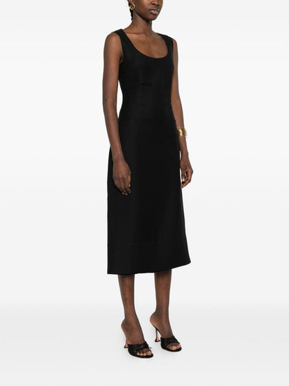 Jacquemus Tablier Long Linen Dress Black