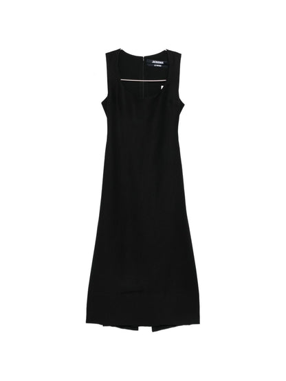 Jacquemus Tablier Long Linen Dress Black