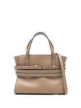 Moschino Tie Me Small Leather Handbag Beige