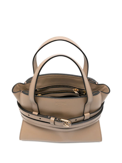 Moschino Tie Me Small Leather Handbag Beige