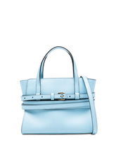 Moschino Tie Me Small Leather Handbag Clear Blue