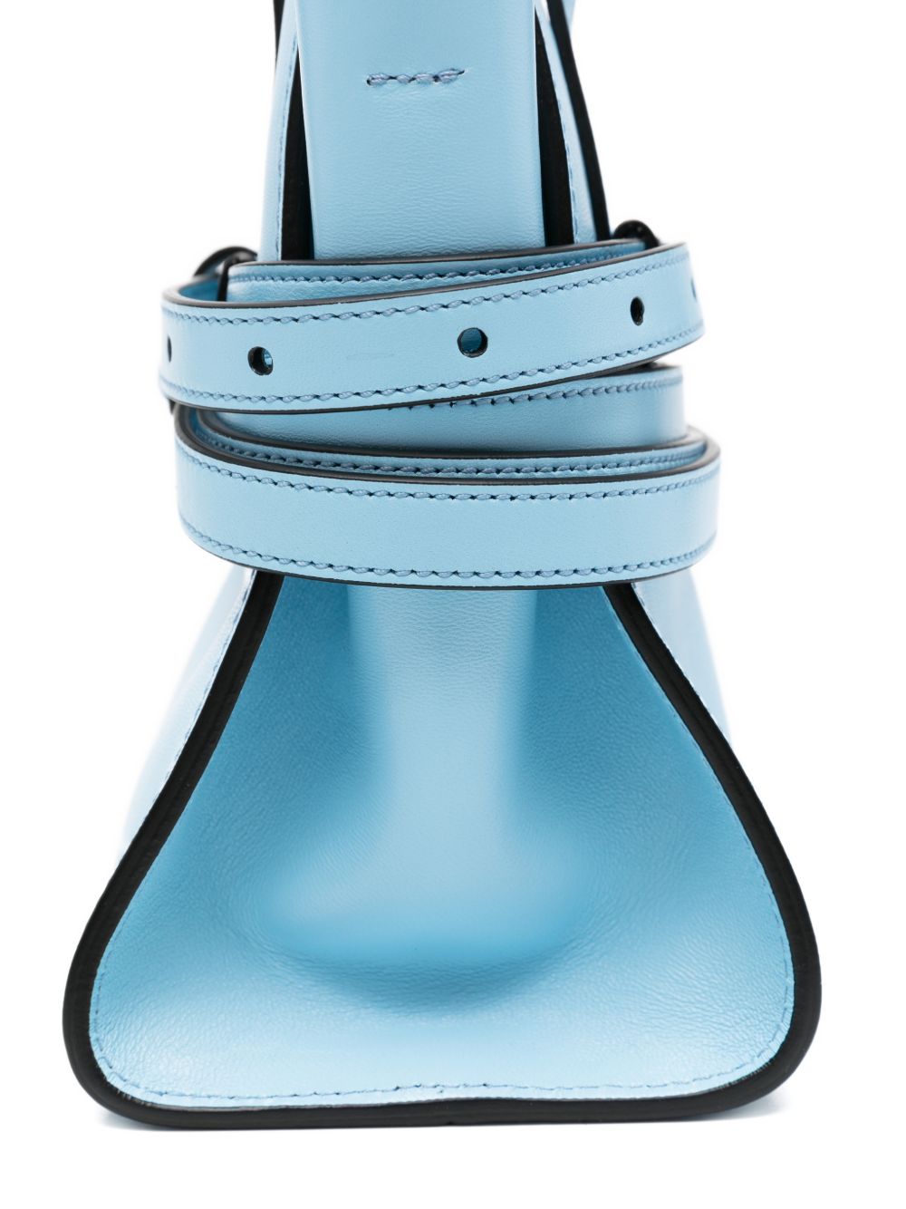 Moschino Tie Me Small Leather Handbag Clear Blue