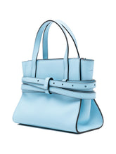 Moschino Tie Me Small Leather Handbag Clear Blue