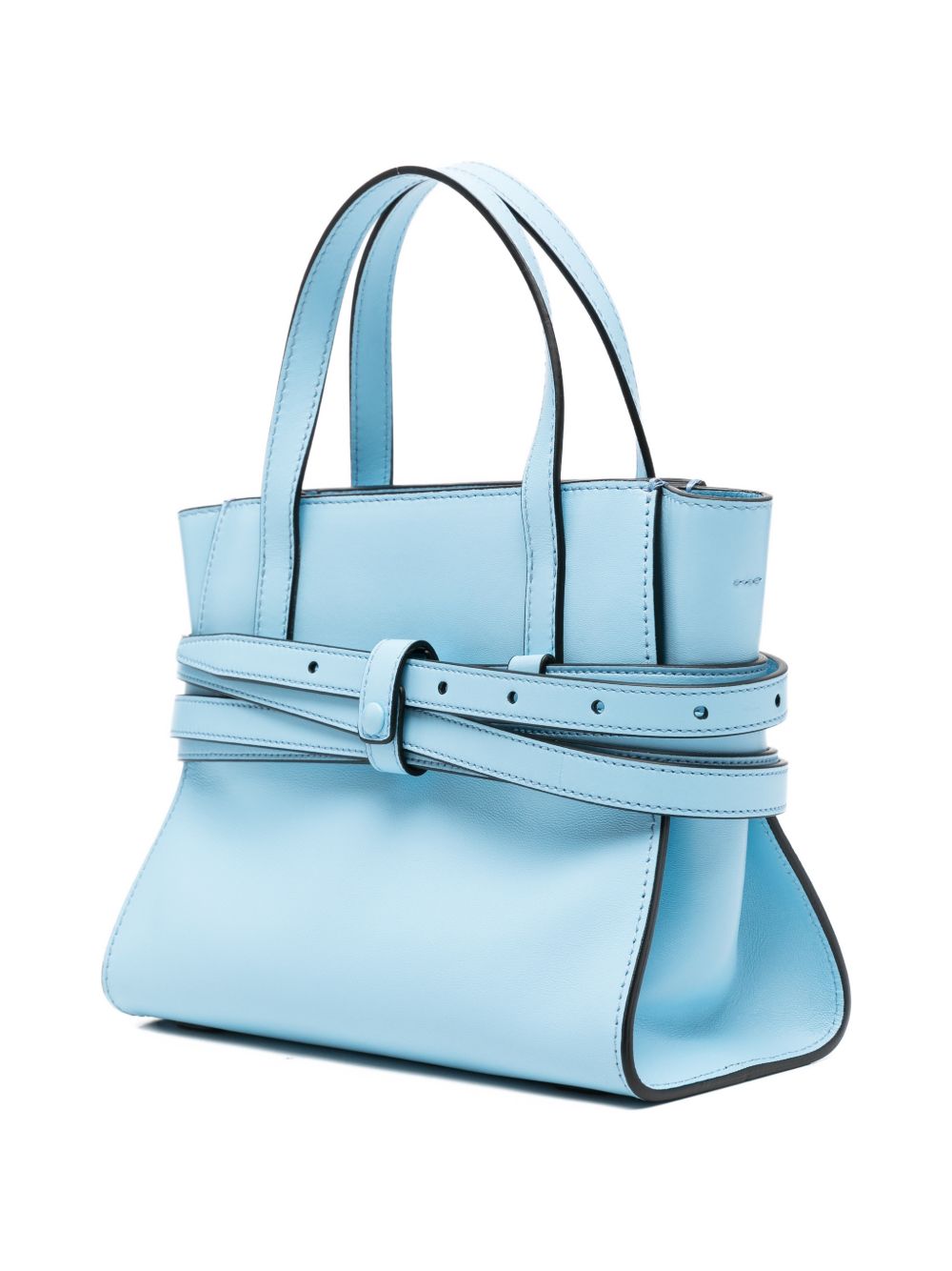 Moschino Tie Me Small Leather Handbag Clear Blue